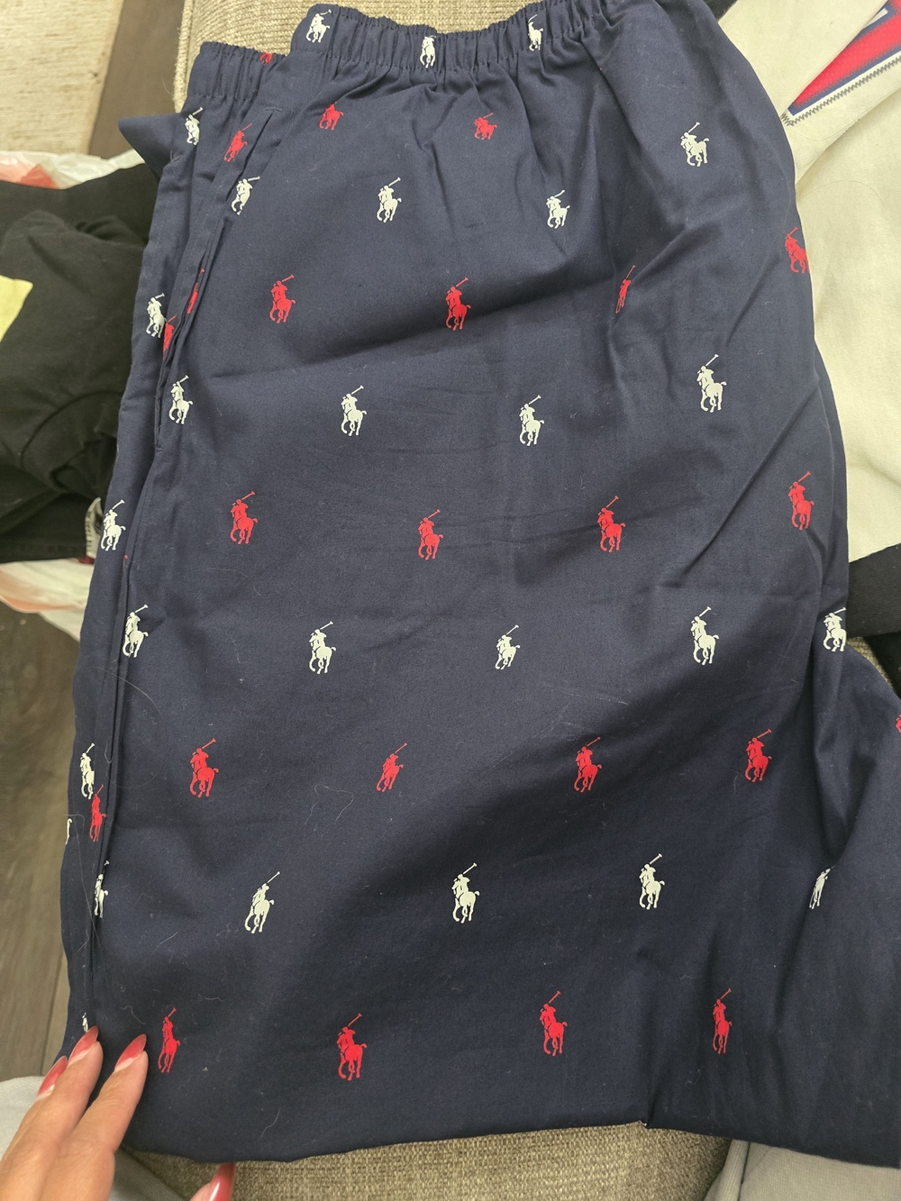 Polo by Ralph Lauren Navy Mens Paj Lounge Pants with Red & White Pony Embroidery